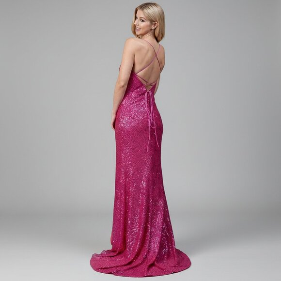 Amelia Couture hot pink sequin dress, size 14, NEW WITH TAGS! - Picture 2 of 2